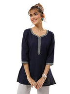 Libas WomenS Cotton Embellished Straight Kurtis (29655_Blue_Xl)