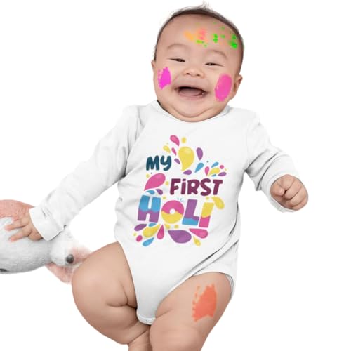 Bon Organik Unisex My First Holi Bodysuit Baby (BON7082-K_White_0-3M)