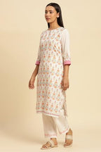 W For Woman W Women Multicolour Floral Print Cotton A-Line Kurta
