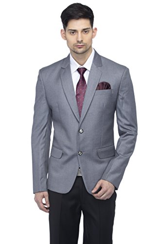 Favoroski Designer MenS Slim Fit Notched Lapel Single Breasted Solid Blazer, Grey (Favbl161114-Grey-2Xl)