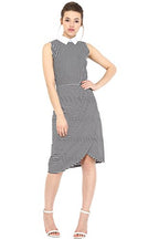 Miss Chase WomenS Pleated Knee-Long Dress (Mcss16D07-24-98-04_Black And White_Medium)