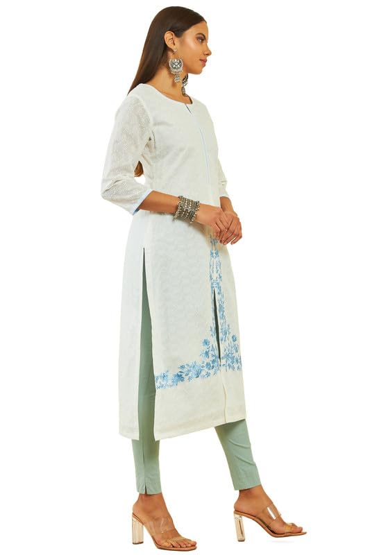 Soch Womens Cotton All-Over Thread Embroidestraight Kurta