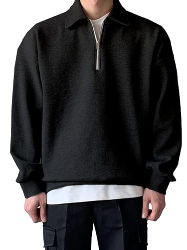 TAGDO Mens Solid Oversize Sweatshirt (RF-OS-SHRT-2001-Black-XL)