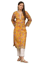 W For Woman Yellow Floral Printed Straight Kota Kurta (Size: Xl)-W12129-124230