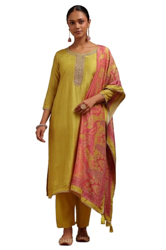 Soch Women Russian Silk Ethnic Motifs Suit Set with Cutdana