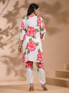 ANNI DESIGNER Womens Rayon Blend Straight Printed Kurta with Pant (Lace Cream Co-ord-BV_M_White_Medium)