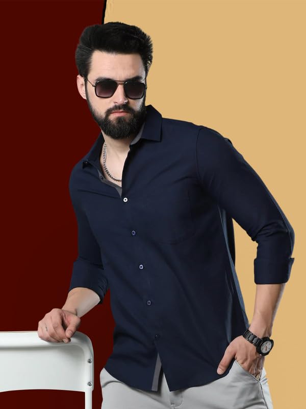 Pinkmint Combo Of Men Casual Cotton Blend Full Sleeves Formal Regular Slim Fit Plain Office Shirts