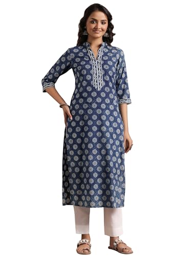 Libas WomenS Cotton Regular Kurta (29192_Indigo