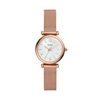 Fossil Women's Carlie Mini Quartz Stainless Steel Mesh Three-Hand Watch, Color: Rose Gold (Model: ES4433)