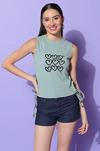 Greciilooks WomenS Solid Ribbed Crop Tank Tops | Knitted Sleeveless Tops For Women| Corset Tops For Girls | Halter Neck Jeans S