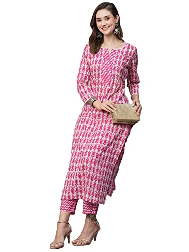 Anni Designer WomenS Cotton Blend Straight Kurta With Pant (Karika Pink-Nw Xx-Large)
