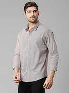 Thomas Scott Mens Solid Slim Fit 100% Cotton Casual Shirt with Spread Collar and Long Sleeve Maroon