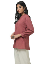 Soch Womens Onion Pink Cotton Slub Solid Tunic