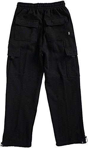 Pro Club Men's Heavyweight Fleece Cargo Pants, Large, Black
