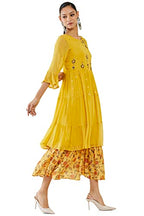 Soch Women Yellow Georgette Embroidery Dress Kurta