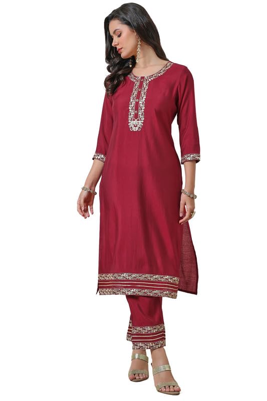 Soch Women Muslin Blend Solid Kurta Set with Gotta Patti
