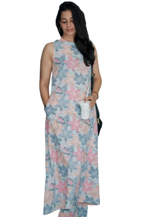 ANNI DESIGNER Womens Rayon Viscose Anarkali Printed Kurta with Pant (SBL Grey_3XL_Grey_XXX-Large)