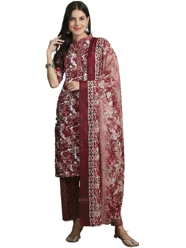 Pinkmint WomenS Salwar Suit Set V Neck Cotton Kurta & Pant Duppatta Formal Look, Wedding Wear Gift For Wife, Mother