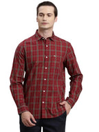 Turtle Men Red Striped Full Sleeve Slim Fit 100% Cotton Casual Shirt