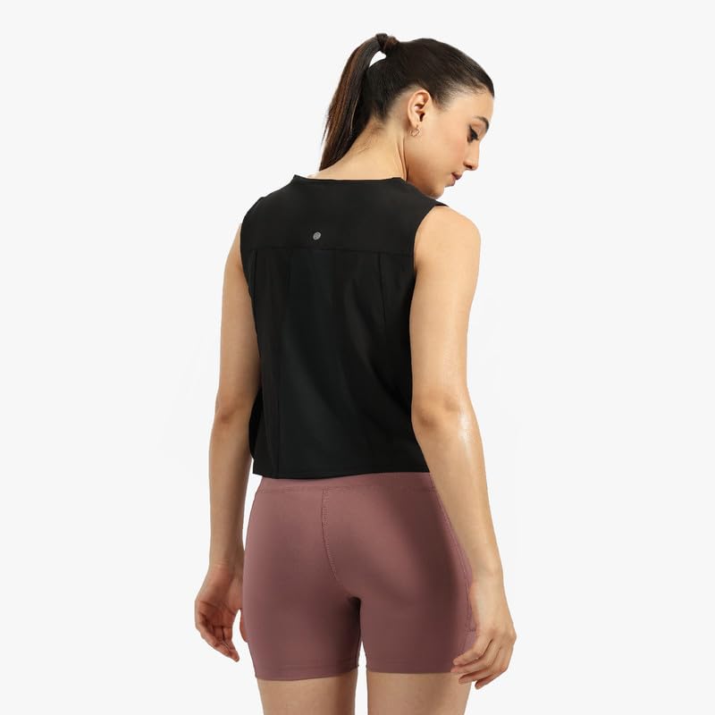 Do It All Tank | Back Mesh Panel for Ventilation | Relaxed fit | High Neck | Side Slits | Anti Odor + Sweat Wicking
