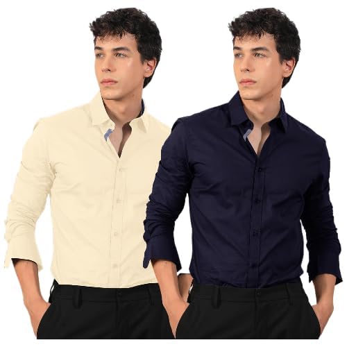 Pinkmint Cotton Soild Combo Men Shirt Formmal Wear Office Wear Regular Fit Shirt