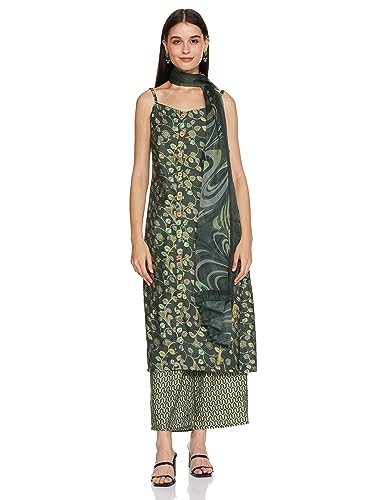 Ketch Polyester Womens Kurta With Palazzo (Khk3000693_Green