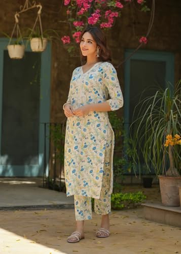 Fabnex Kurta Set For Women | Women Kurta Set With Dupatta | Women Kurta Sets Kurtis | Women Kurta Pant Set (K-96-Off White-Xl)