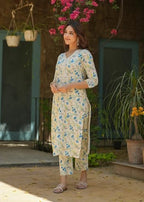 Fabnex Kurta Set For Women | Women Kurta Set With Dupatta | Women Kurta Sets Kurtis | Women Kurta Pant Set (K-96-Off White-S)