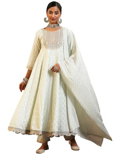 Libas WomenS Cotton Embroidered Kurta Set (27853_Sea Green