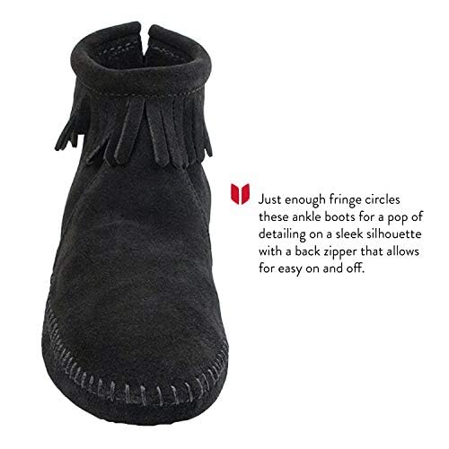 Minnetonka Women's Back Zipper Bootie,Softsole Black,8 M US