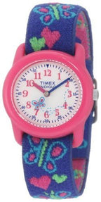 Timex Girls T89001 Time Machines Hearts & Butterflies Elastic Fabric Strap Watch