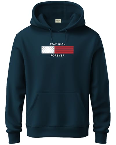 ADRO Cotton Hoodie for Men | Printed Sweatshirt | Hooded H24-FLAG-SB-2XL Teal