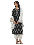 Libas WomenS Pure Cotton Ethnic Motifs Kurta Sets (400184O_Black_Xl)