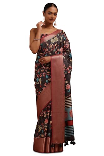 Soch Women Tussar Floral Print Saree
