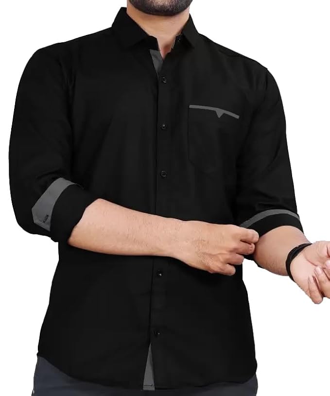 CB-COLEBROOK Mens Regular Fit Solid Soft Touch Cotton Casual Shirt with Pocket Design with Spread Collar & Full Sleeves (Availa