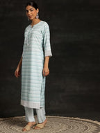 Libas WomenS Cotton Blend Kurta Set (35366_Blue