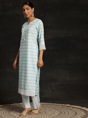 Libas WomenS Cotton Blend Kurta Set (35366_Blue