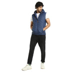 Bewakoof Mens Solid Regular Fit Sleeveless Hooded Nylon Puffer Jacket