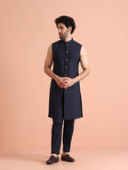 Kisah Mens Jacket Sherwani Trouser Set|Silk Blend Fabric Jacquard Pattern Indo-Western Sherwani With Waistcoat And Trouser Set|R