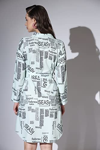 OM SAI LATEST CREATION Western Dresses for Women || Rayon Paper Printed Dress for Women || Dress with Belt, Cuff Full Sleeve & S