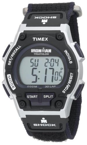 Timex Men's T5K198 Ironman Endure 30 Shock Full-Size Black/Silver-Tone/Blue Fast Wrap Watch