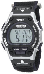 Timex Men's T5K198 Ironman Endure 30 Shock Full-Size Black/Silver-Tone/Blue Fast Wrap Watch