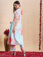 ANNI DESIGNER Womens Rayon Blend Anarkali Printed Kurta with Pant (Santra Orange-VKS05_XXL_Orange_XX-Large)