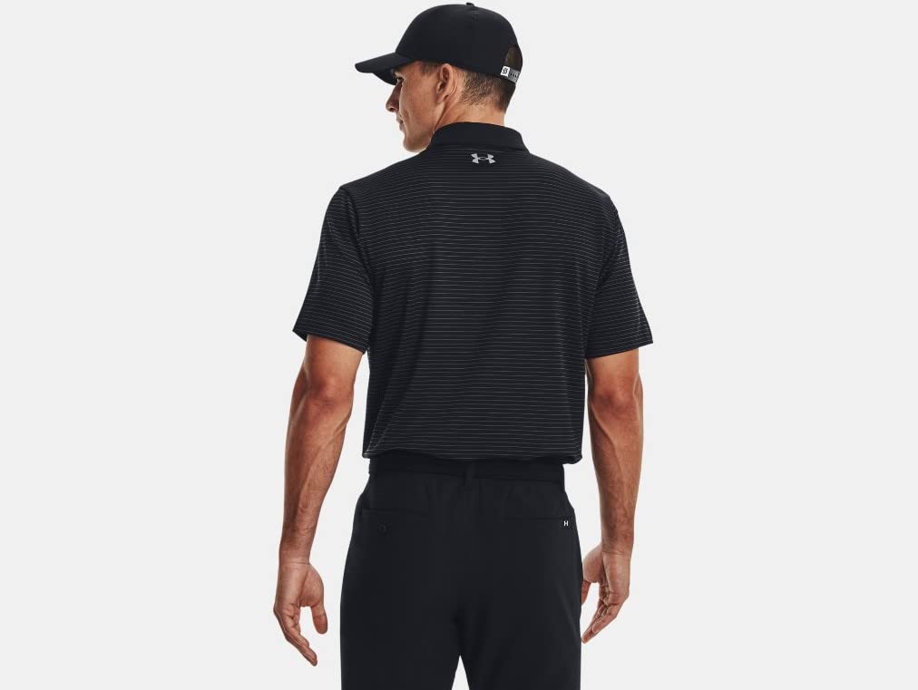Under Armour 1377376-1-SM Men's UA Matchplay Stripe Polo Black SM