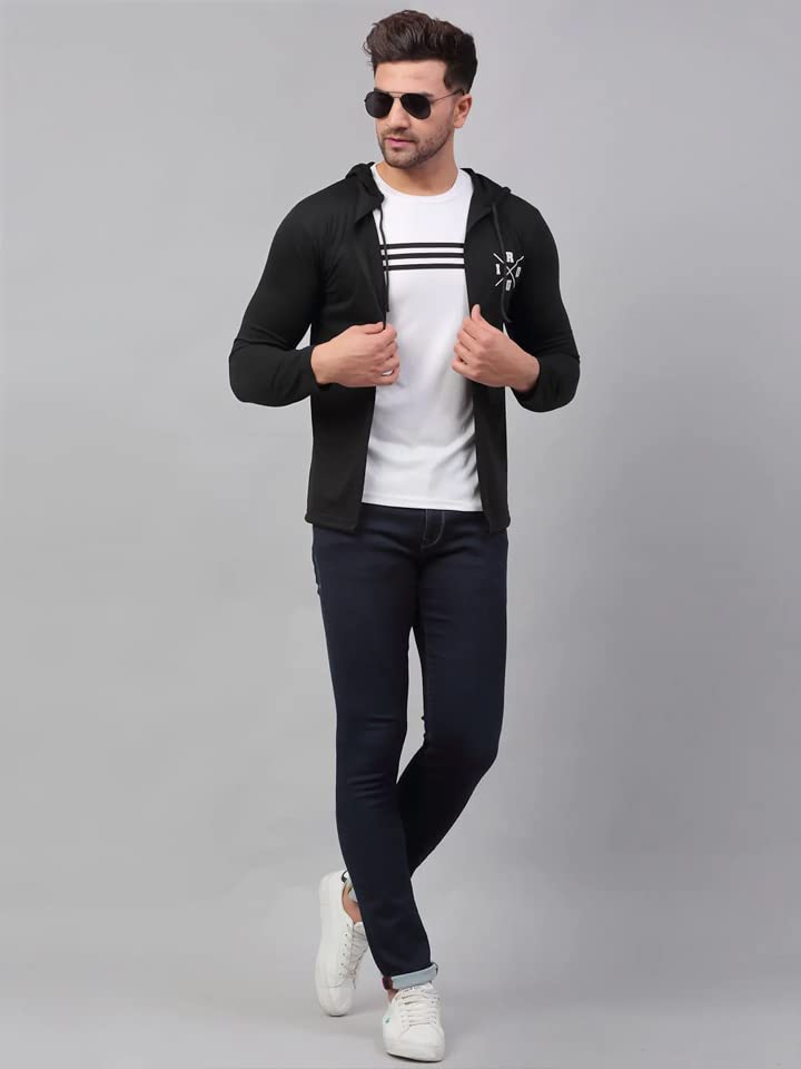 RIGO Black Full Sleeves Front Open Shrug for Men | Long Sleeves Front Open Cardigan for Men