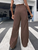 Greciilooks Women Cargo Pant | Women Trousers | WomenS High-Waisted Pant Brown