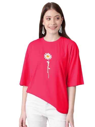 KOTTY Womens Cotton Blend Printed Oversized T-Shirts