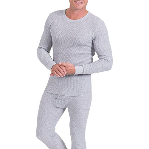 Fruit of the Loom Men's Classic Midweight Waffle Thermal Underwear Bottoms (1-Pack), Light Grey Heather, 5X-Large