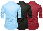 Finivo Fashion Combo Of MenS Solid Cotton Blend Straight Kurta Shirt Pack Of 3