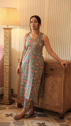 ANNI DESIGNER Womens Rayon Viscose Straight Printed Kurta with Pant (Hathiram Green_XXL_Green_XX-Large)